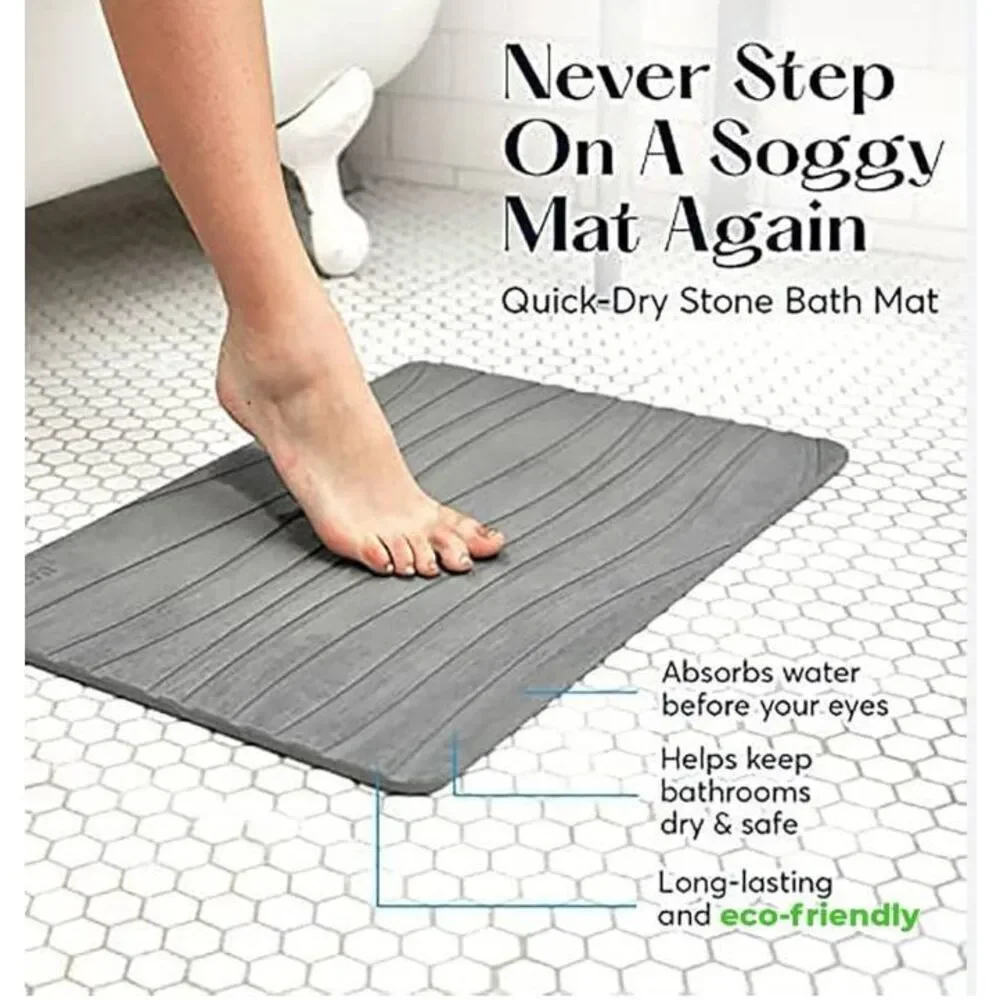 Stone Quick dry diatomaceous earth nonslip bath mat